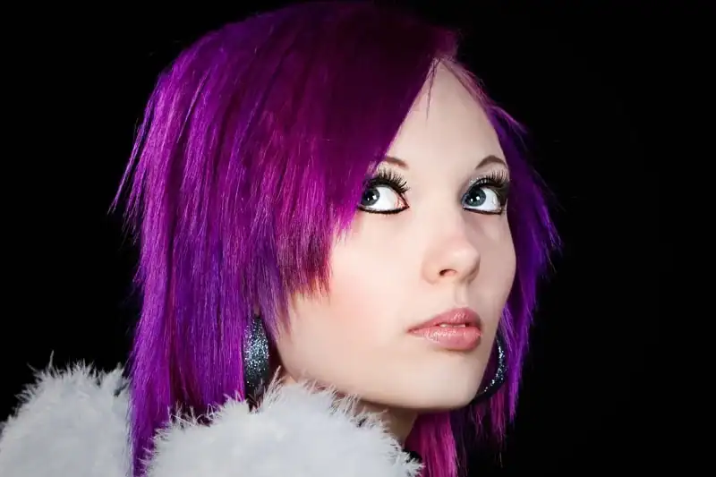 Alternative hairstyle with purple hair